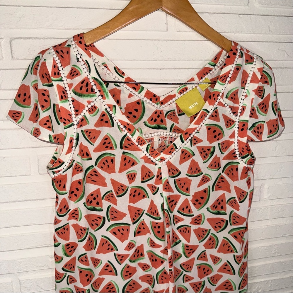 Maeve Anthropologie Picnic Day Watermelon Print Blouse, Women’s Size 4 - Picture 2 of 8